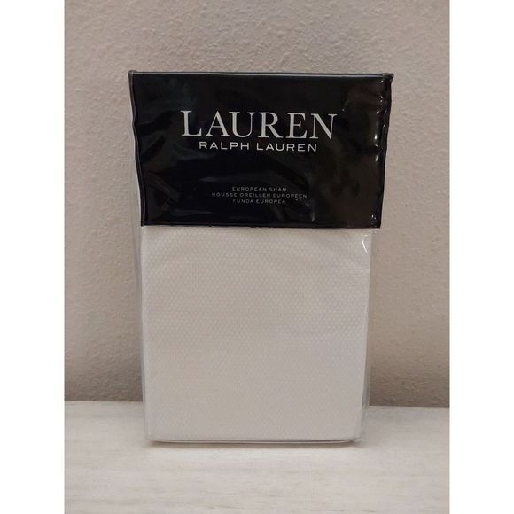 Ralph Lauren EDEN PIQUE White 100% Cotton Euro European Pillow Sham 26"x 26" - Picture 1 of 10